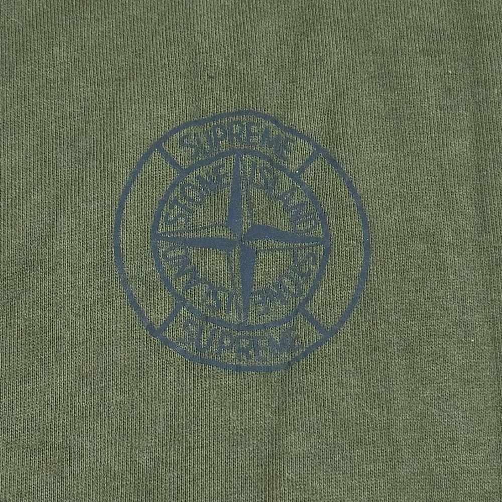Supreme X Stone Island Olive Green Hoodie Sweater Mens Medium - Picture 3 of 14